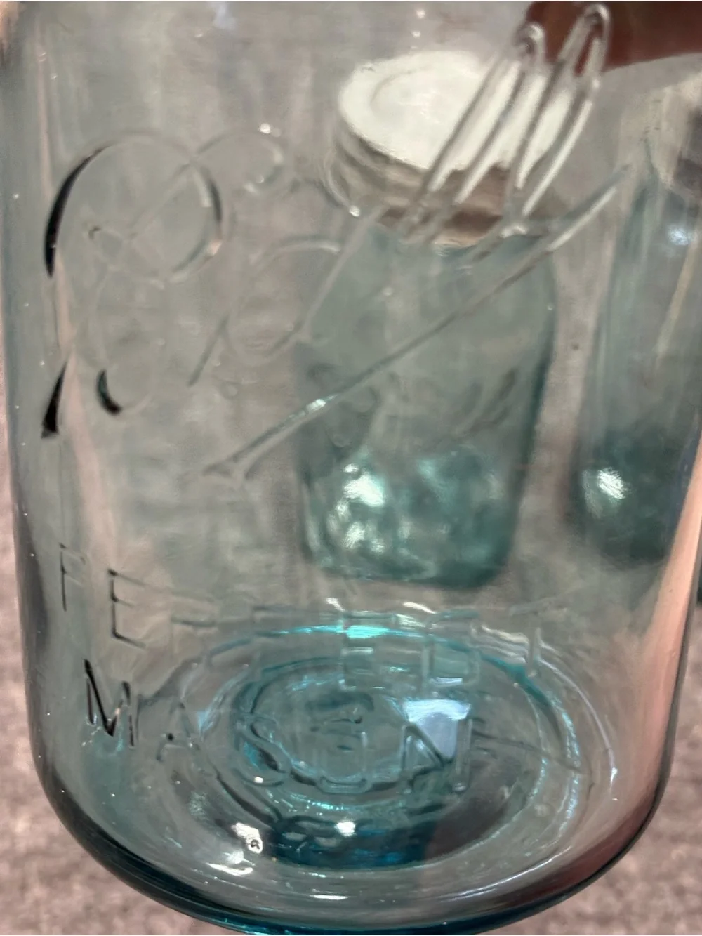 Ball Vintage Aqua Blue Mason Jars 1922-32 with Metal Lids - Set of 3